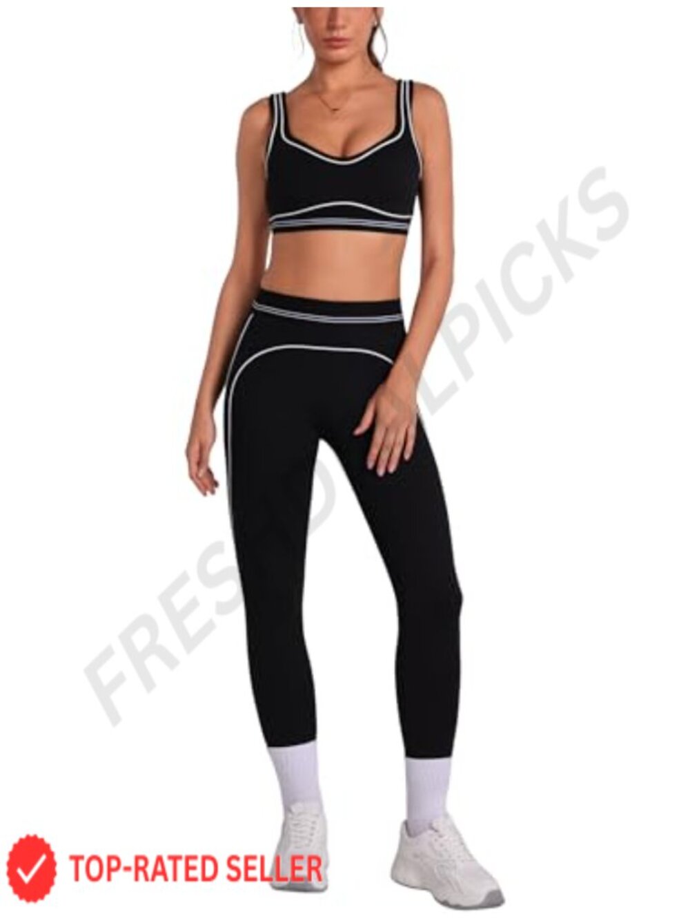 Women 2 Piece Workout Set Sports Bra Tummy Control Leggings Gym Yoga